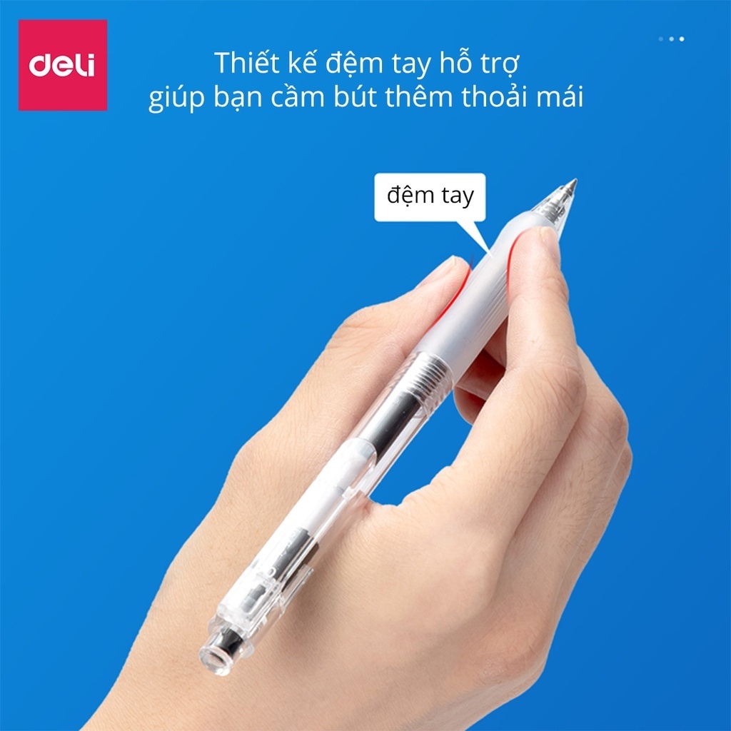 Product image Bút Bi Nước Văn Phòng Mực gel Deli A575 Linfini Vỏ Trong Suốt Ngòi 0.5 4