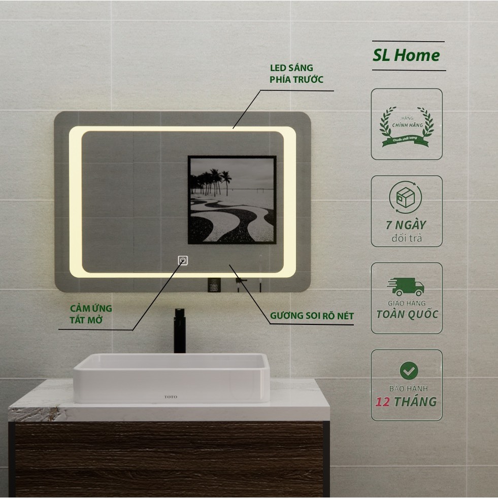 Gương LED viền chữ nhật kiểu mới SL Home thiết kế | Shopee Việt Nam