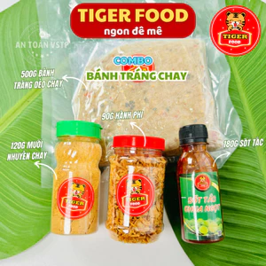 Bánh tráng Chay TIGER FOOD bánh tráng phơi sương dẻo hành ớt dẻo cay + sốt tắc + muối nhuyễn chay Siêu Ngon