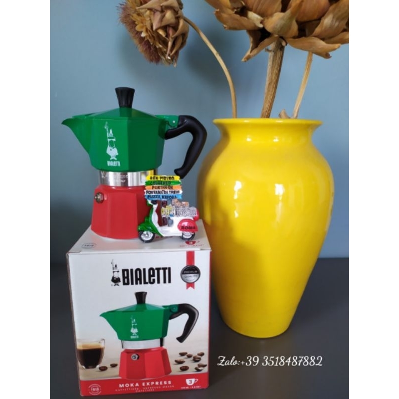 Ấm pha cà phê moka Bialetti Tricolore 3 màu cờ Ý 3 cupmade in Italy