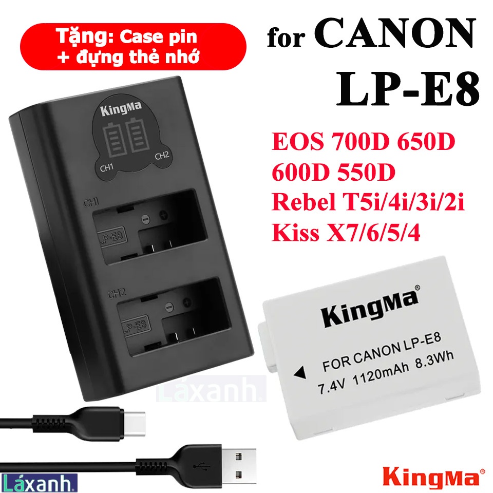 LP-E8 Battery & Wall/Car Charger Kit For Canon Rebel T2i T3i T4i T5i, Kiss X5, EOS 550D Etc.