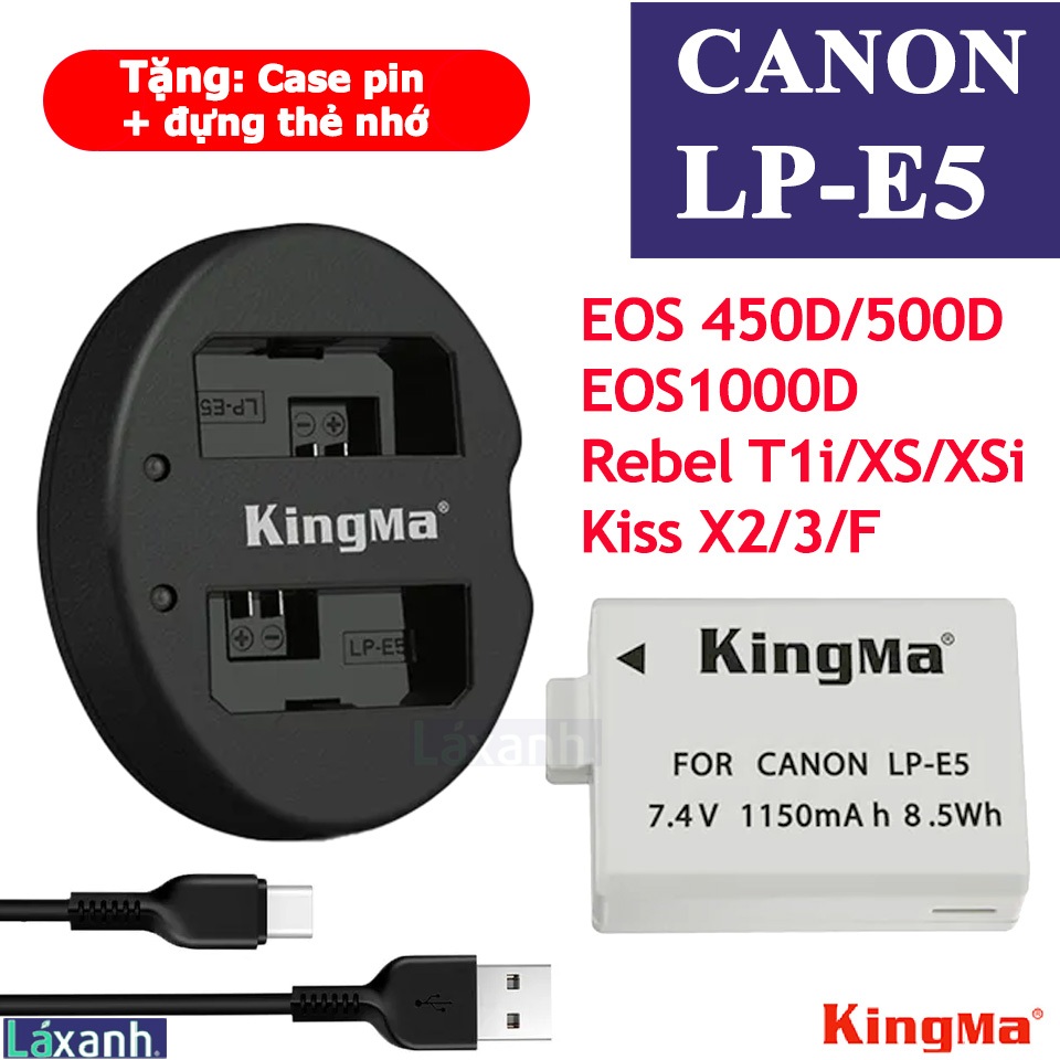 Canon LP-E5 | Pin và Dock sạc Canon Rebel XS T1 EOS 450D 500D 1000D ...