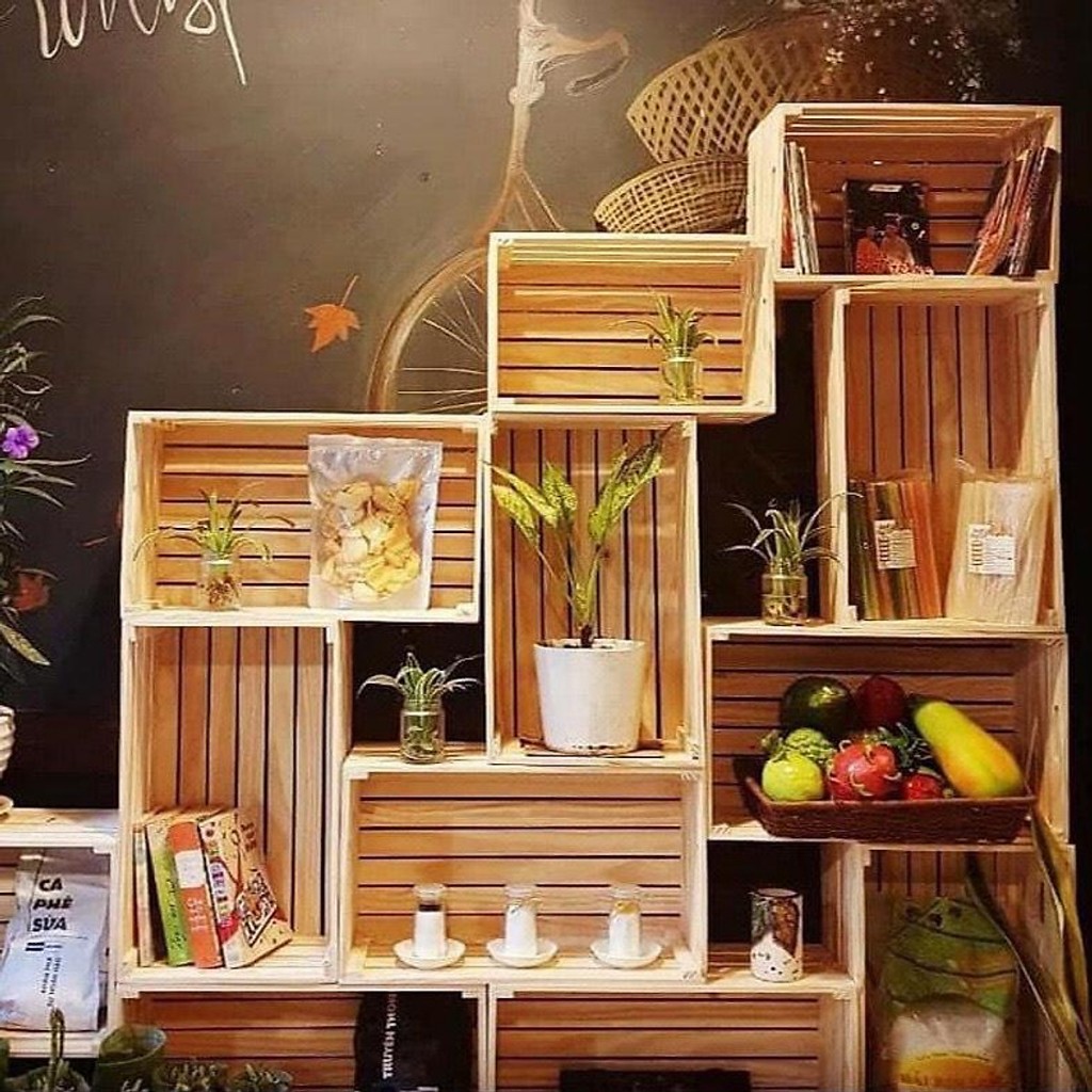 Thùng Gỗ Pallet Gỗ Thông Chữ Nhật Chống Mối Mọt Nhiều Size - Hộp Gỗ Decor Đa Năng - TC Home