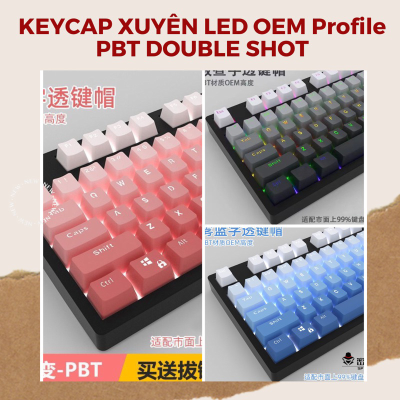 [SẴN GIAO NGAY] KEYCAP XUYÊN LED PBT DOUBLESHOT OEM Profile GRADIENT ...