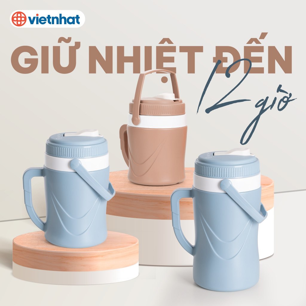 Bình ủ nhiệt 2L-3L-3.8L Việt Nhật cao cấp, Bình đựng thức ăn