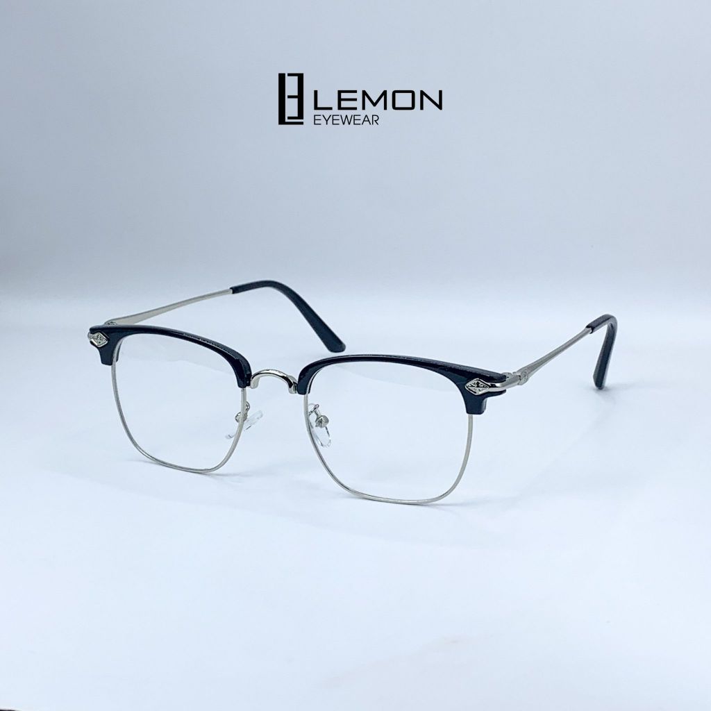 Gọng kính cận, giả cận Clubmaster mắt vuông LemonEyewear càng kim loại thời trang LE2173