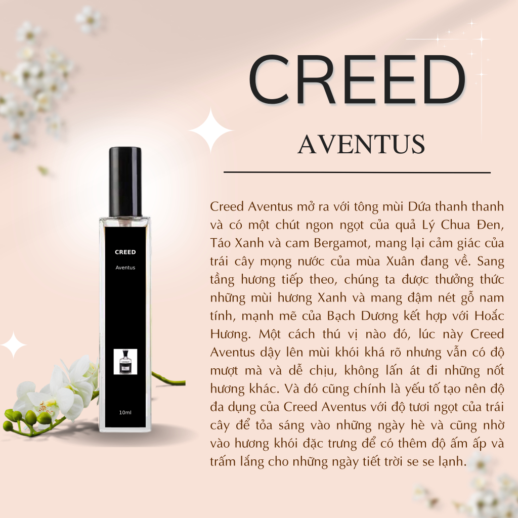 Nước Hoa Nam Creed Aventus Chiết 10ml - Phong Cách Quyền Lực, Nam Tính, Hấp Dẫn, Tinh Tế