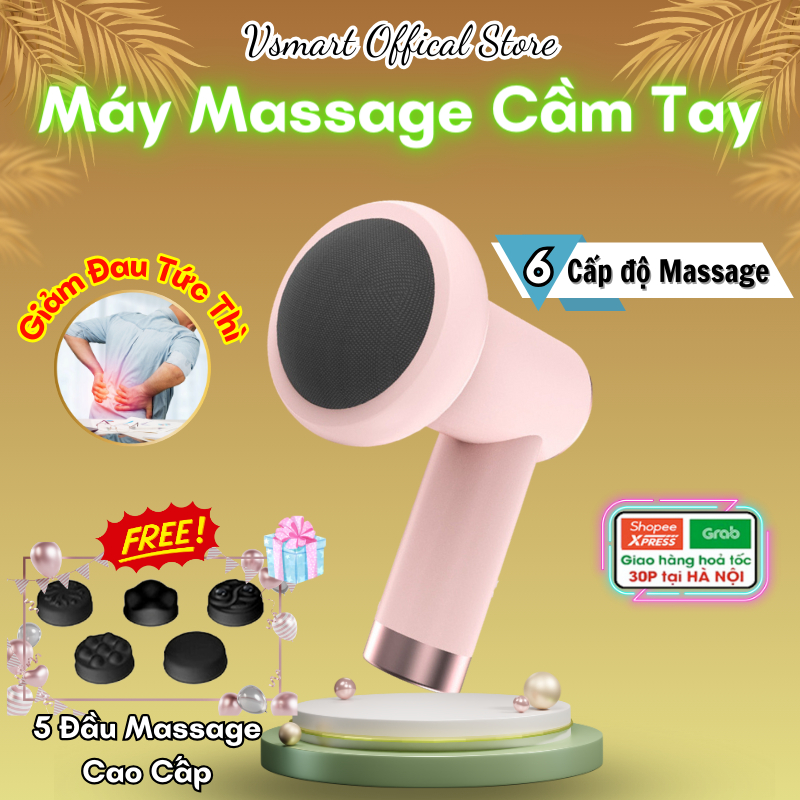 Máy massage cầm tay, Máy mát xa toàn thân, Súng Massage cầm tay 5 đầu mát xa 6 chế độ Giảm Đau-Nhức-Mỏi Vượt Trội