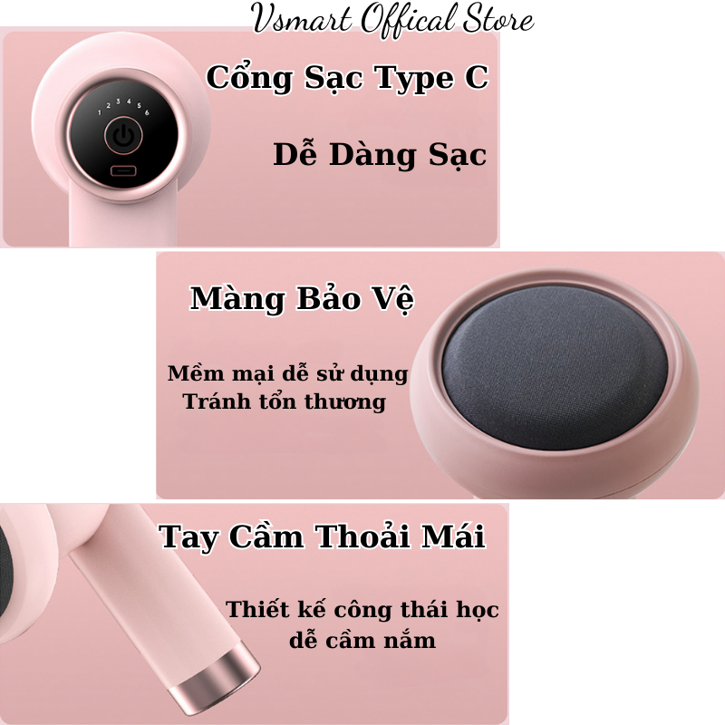 Máy massage cầm tay, Máy mát xa toàn thân, Súng Massage cầm tay 5 đầu mát xa 6 chế độ Giảm Đau-Nhức-Mỏi Vượt Trội