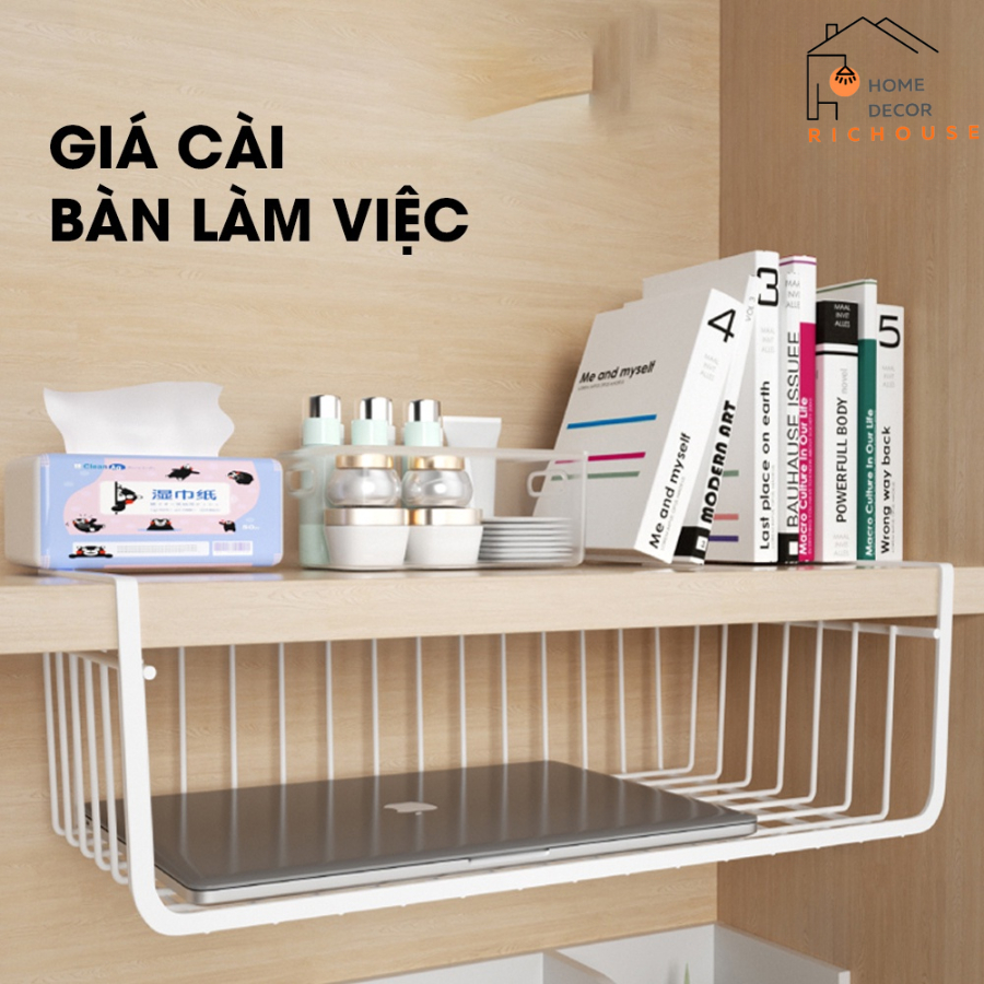 Khay Lưới Sắt Gắn Tủ Bếp Đa Năng, Ngăn Kéo Bàn Làm Việc Size 33x23cm Kệ Khung Gài