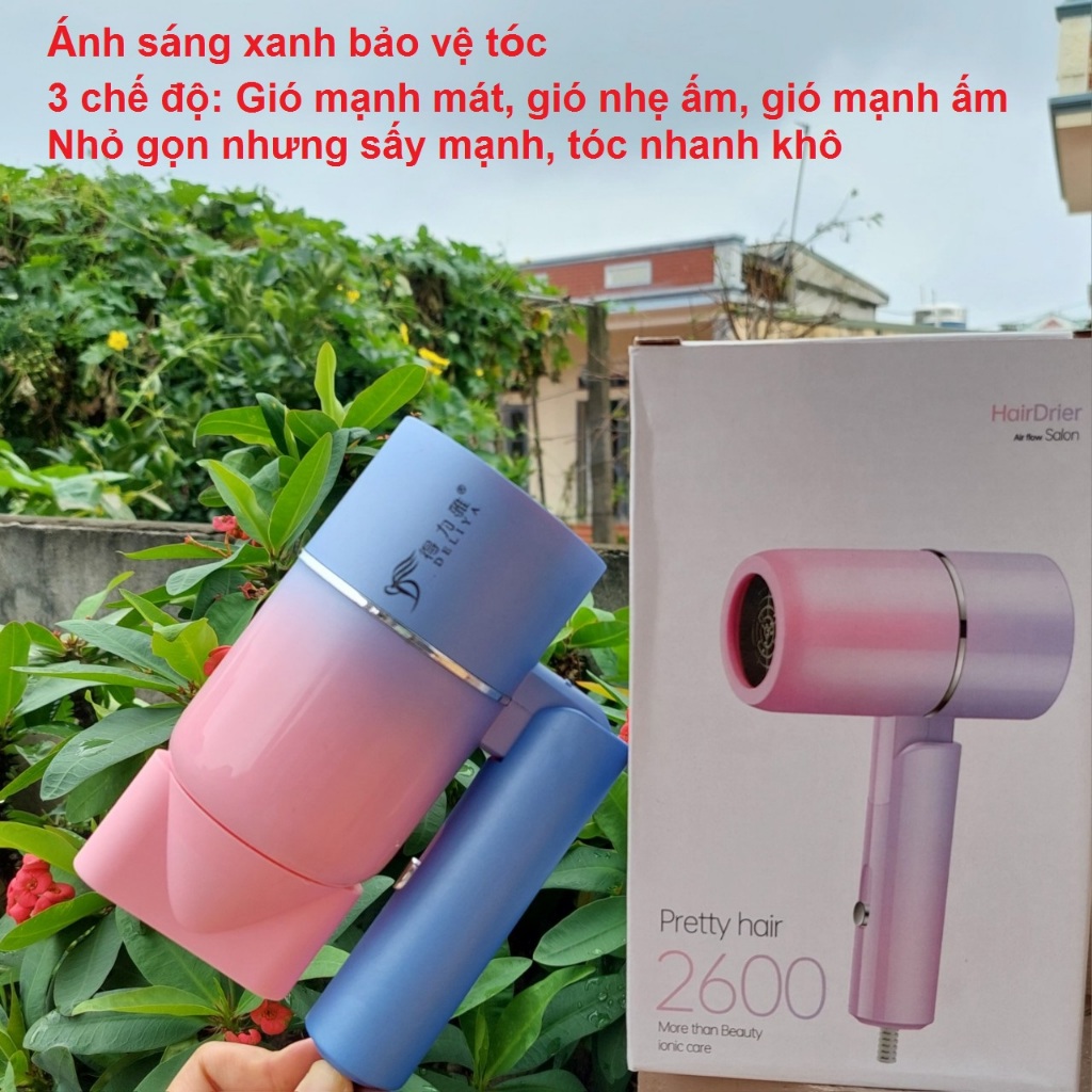 Máy sấy tóc mini gấp gọn 2600, sấy tóc hai chiều ấm mát, sấy tạo kiểu ...