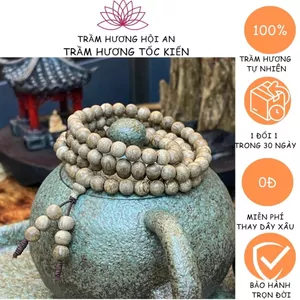 Chuỗi 108 hạt trầm hương tốc kiến cao cấp Tiên Phước đeo tay nam nữ ý nghĩa phong thủy may mắn.