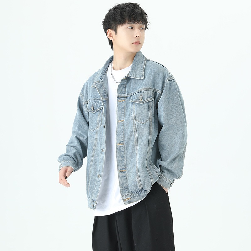 Áo Khoác jean nam trơn cúc cài Unisex nam nữ Form Rộng FABUMAN,áo khoác bò dáng suông phong cách trẻ trung màu xanh đen