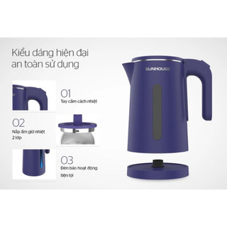 Ấm siêu tốc Sunhouse inox 2 lớp 1,8l, công suất 1500w SHD1353- SHD1351- SHD1355 - Chính hãng - Bảo hành 2 năm - Hỏa tốc