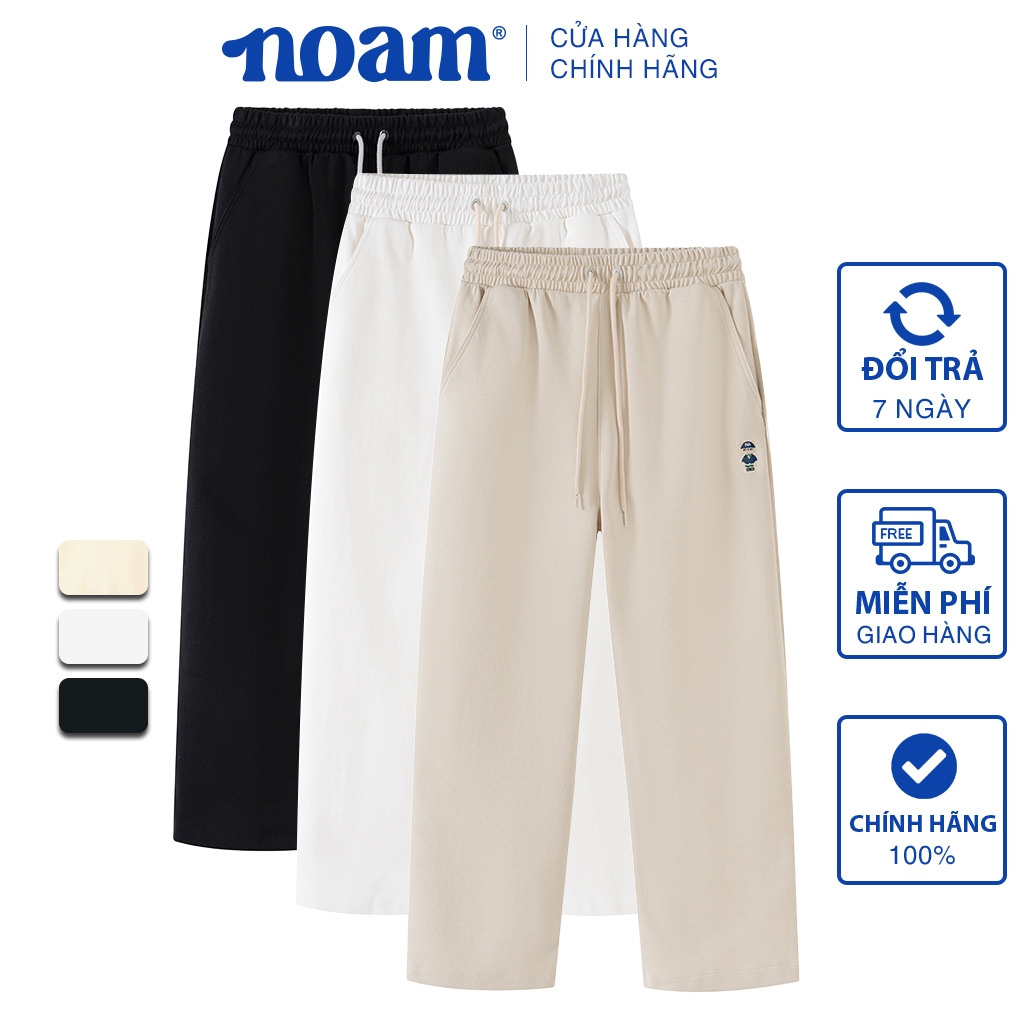 Quần ống suông NOAM Basic Nafox Small Logo Unisex Form rộng – Màu đen/ trắng/ be