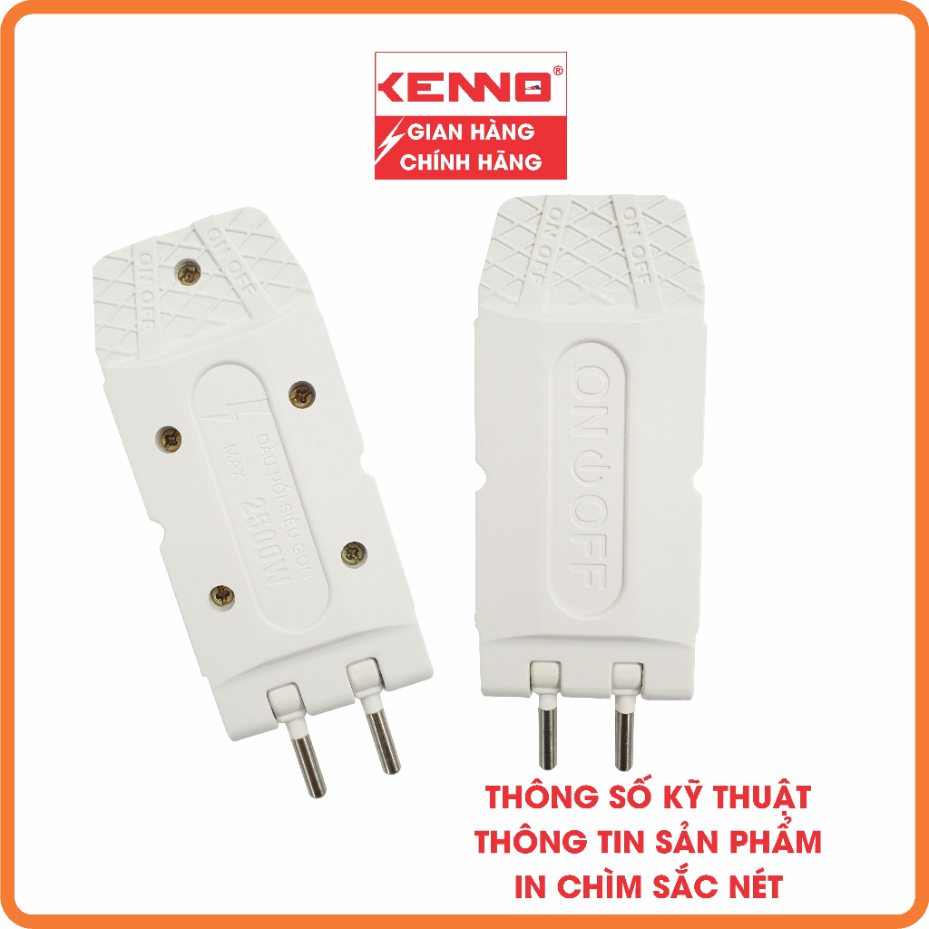 Phích cắm điện thông minh Kenno, đầu nối siêu gọn 1 ra 5 Q5 chịu tải 2500W màu trắng màu đen