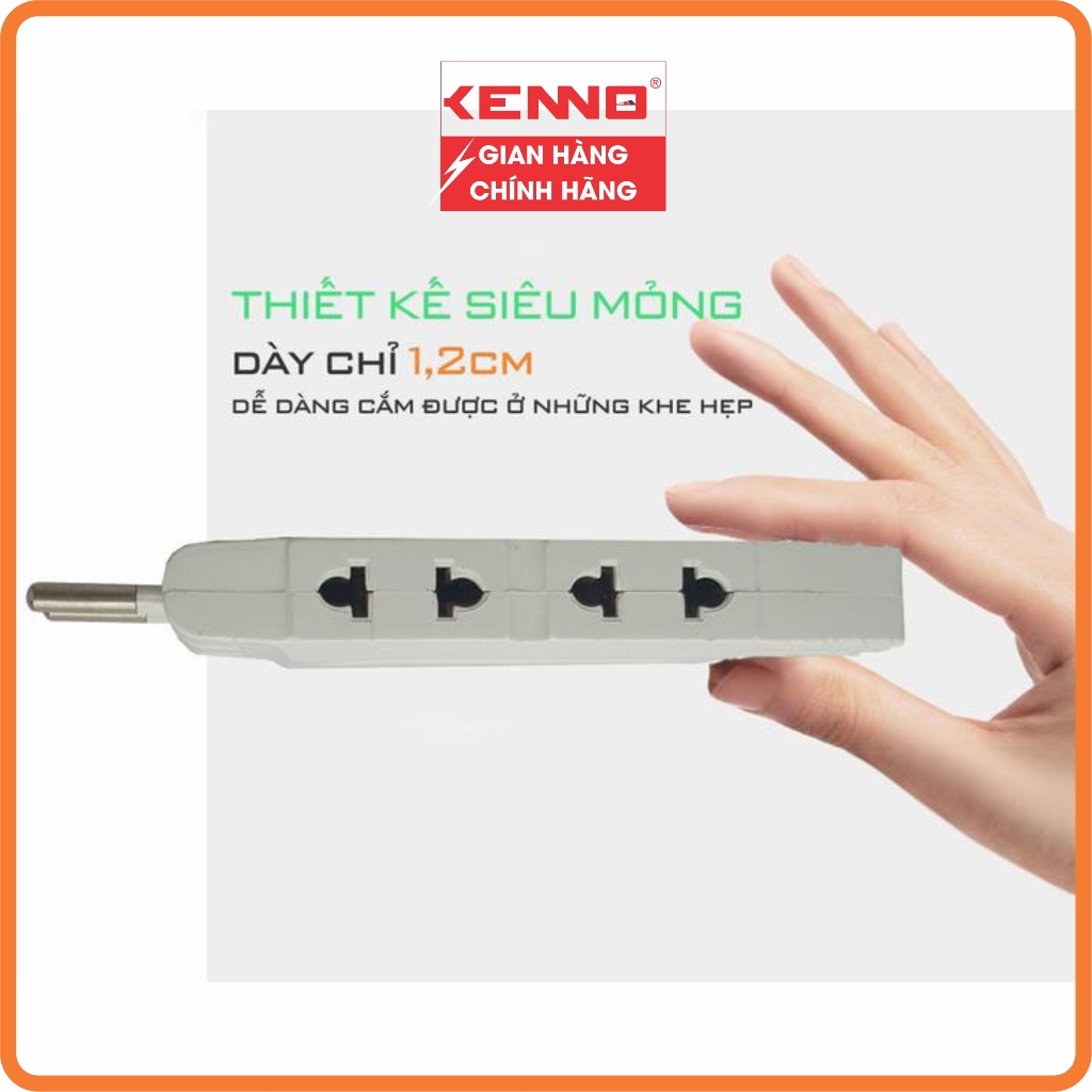 Phích cắm điện thông minh Kenno, đầu nối siêu gọn 1 ra 5 Q5 chịu tải 2500W màu trắng màu đen