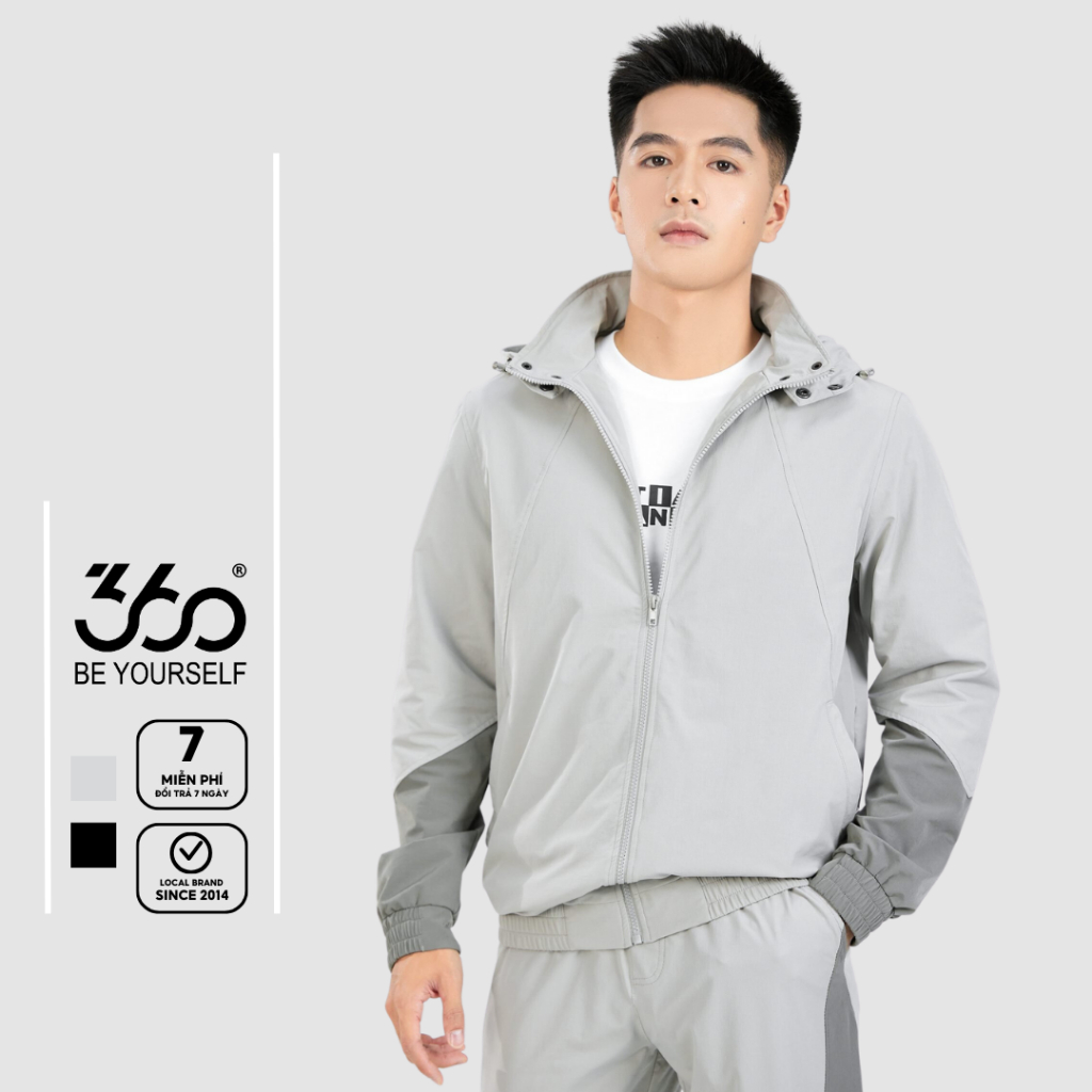 Áo Khoác gió Nam 2 lớp có mũ thương hiệu 360 Boutique chất liệu cao cấp chống nước – AKGTK401