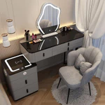 Bàn Trang Điểm, Bàn Phấn Thông Minh Có Gương Đèn Led Cảm Ứng 3 Màu, Sạc Không Dây, Loa Buetooth,2 Cổng USB Tiện nghi T02 — ảnh 4