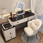 Bàn Trang Điểm, Bàn Phấn Thông Minh Có Gương Đèn Led Cảm Ứng 3 Màu, Sạc Không Dây, Loa Buetooth,2 Cổng USB Tiện nghi T02 — ảnh 5