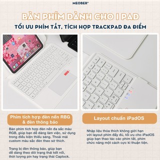 [Premium] Bao da iPad Kèm Bàn Phím Smart Keyboard tháo rời, xoay dọc dành cho Gen 7 8 9, Air 4 5, Pro 11 M1 M2 by Meober