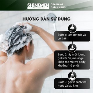 Sữa tắm gội và Rửa mặt 3 in 1 SHINEMEN cho nam, hương nước hoa MINT-MAN 50ml