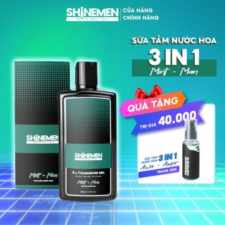 Combo Sữa tắm gội và Rửa mặt 3 in 1 SHINEMEN cho nam, hương MINT-MAN 300ml & Travel size 50ml