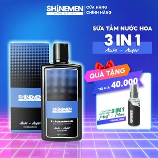 Combo Sữa tắm gội và Rửa mặt 3 in 1 SHINEMEN cho nam, hương  AWA-AMOR 300ml & Travel size 50ml