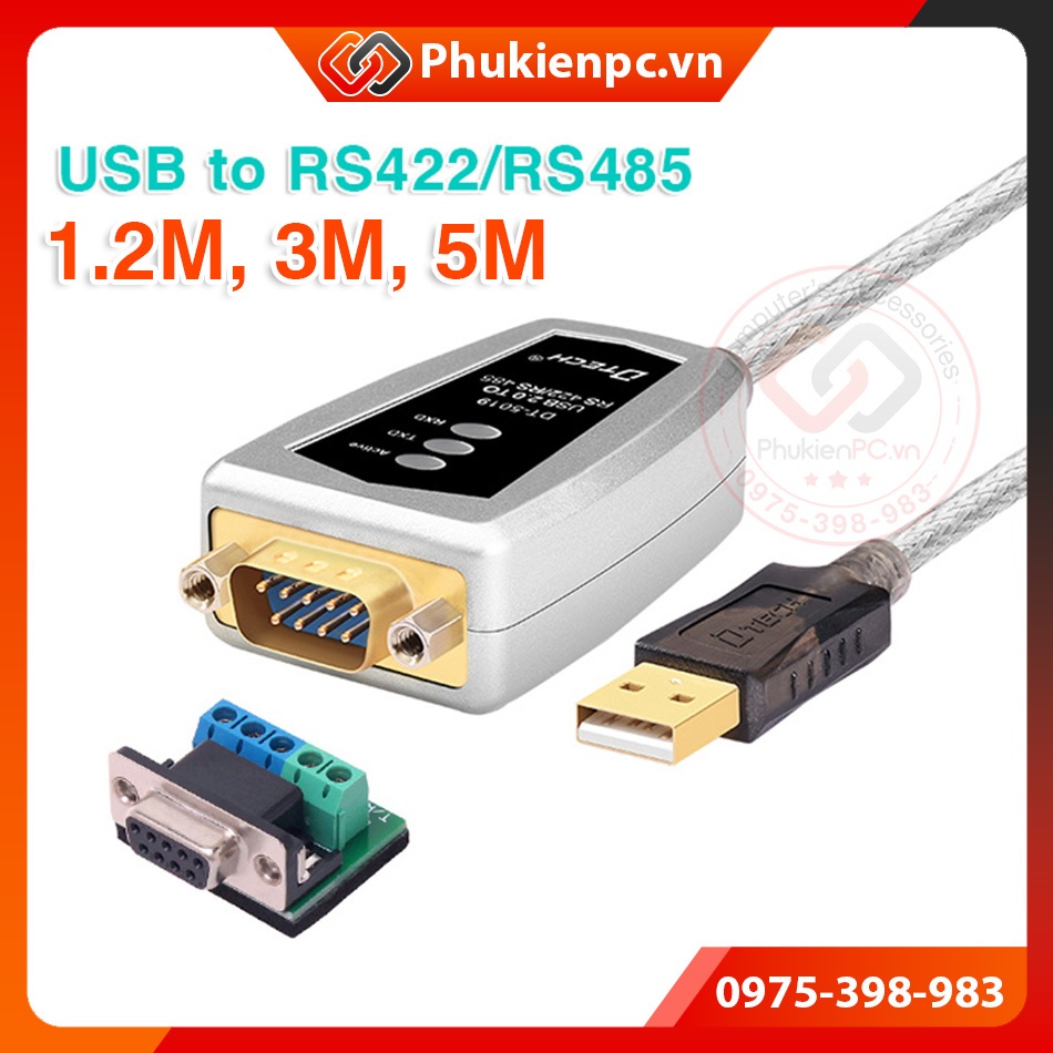 Cáp chuyển đổi USB sang RS422 RS485 dài 1.2m 3m 5m có đèn LED thương ...