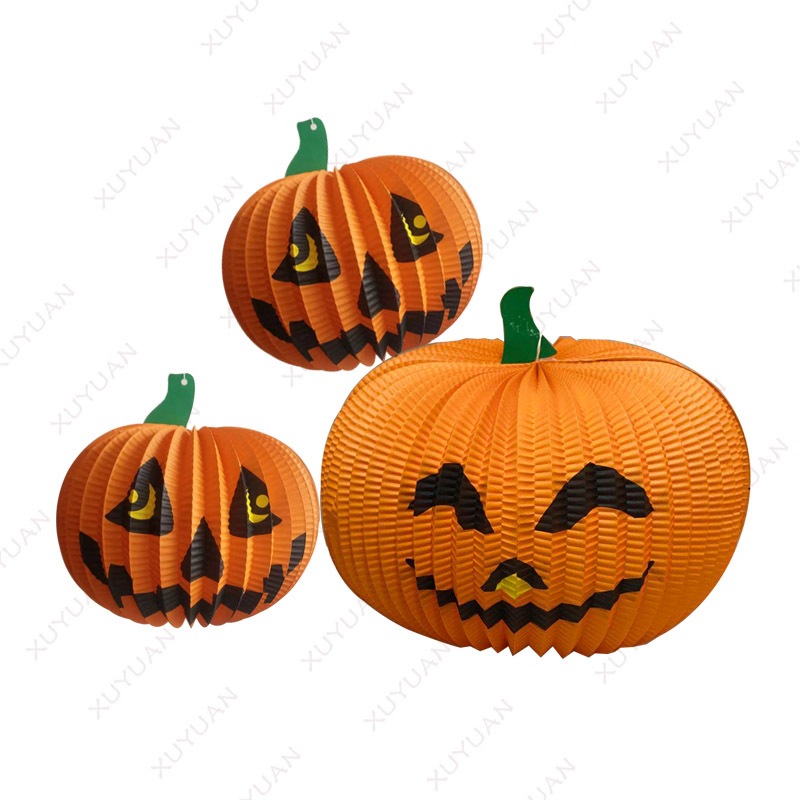 Đèn lồng giấy xếp hình quả bí ngô trang trí Halloween