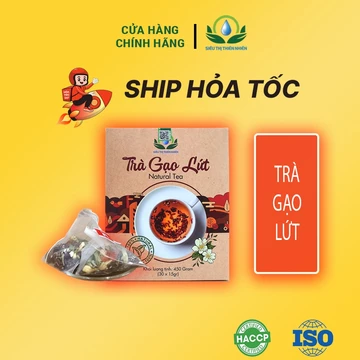 Trà Gạo Lứt Gồm Đậu Đen, Hoa Nhài, Cỏ Ngọt, Vừng Đen, Gạo Lứt, Lá Nếp Hộp 30 Túi Lọc Siêu Thị Thiên Nhiên
