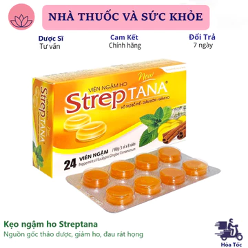 Viên ngậm ho - Kẹo ngậm ho Streptana nguồn gốc thảo dược, giảm ho, đau rát họng