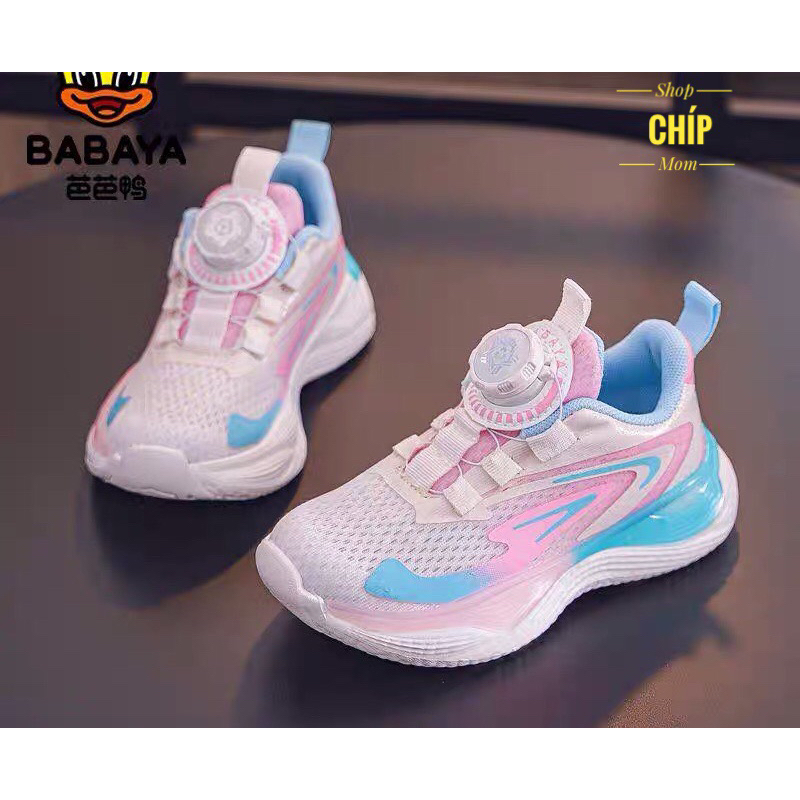 giày thể thao bé gái vải hồng tím khóa vặn tiện lợi êm chân chống trượt cá tính mẫu mới có size đại QCCC có hộp 39723