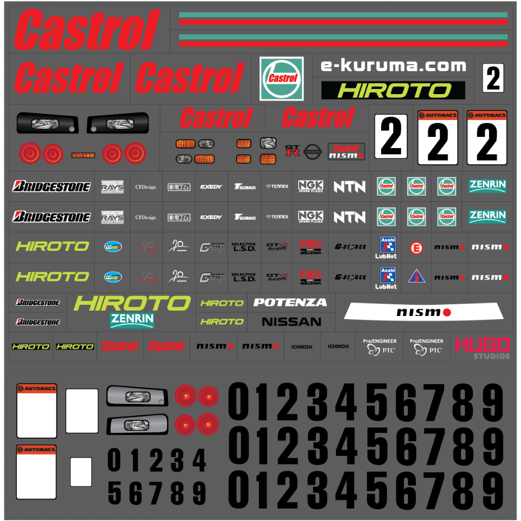 Hugo Studios Decal trượt nước Castrol Nismo GT-R tỉ lệ 1/64 chưa phủ ...