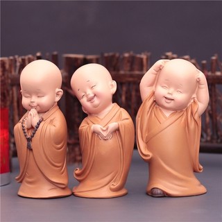 Sét 3 Tượng Chú Tiểu Yêu Đời Mini Dễ Thương Mang Lại An Nhiên Trong Cuộc Sống N