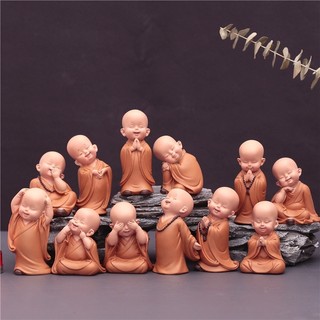 Sét 3 Tượng Chú Tiểu Yêu Đời Mini Dễ Thương Mang Lại An Nhiên Trong Cuộc Sống N