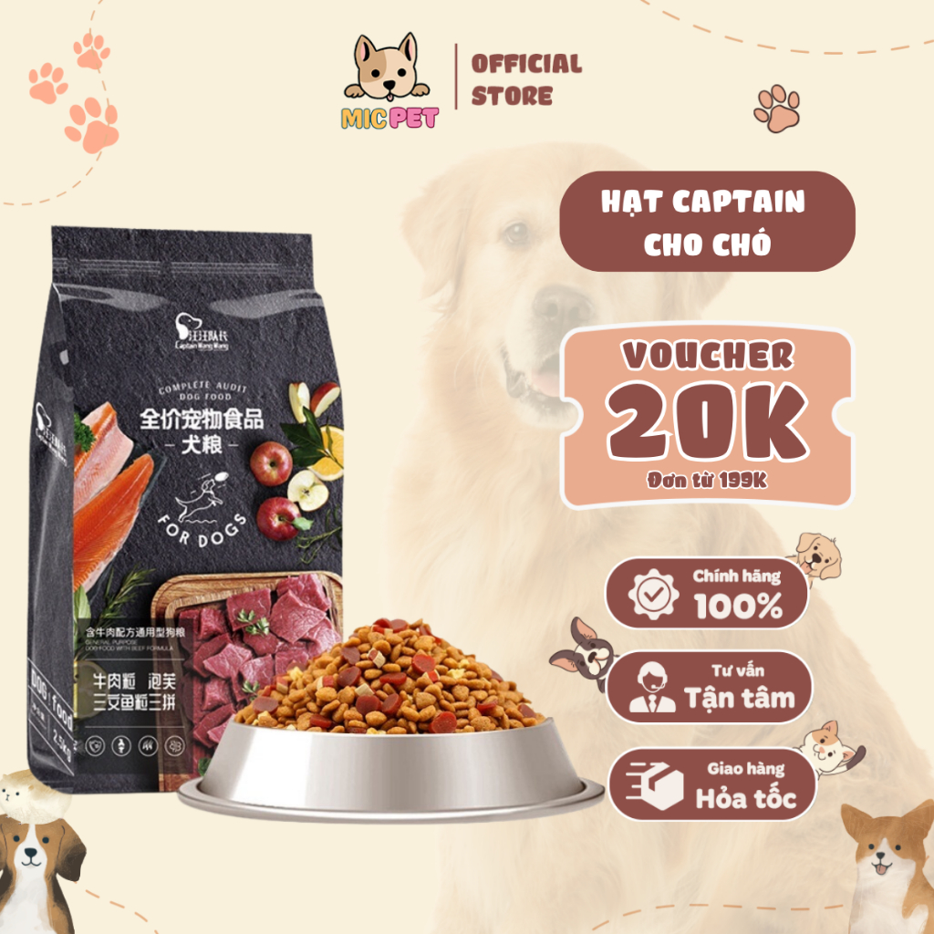 Hạt trộn thức ăn Captain cho chó mix phô mai, bò, cá hồi, rau củ túi 0 ...