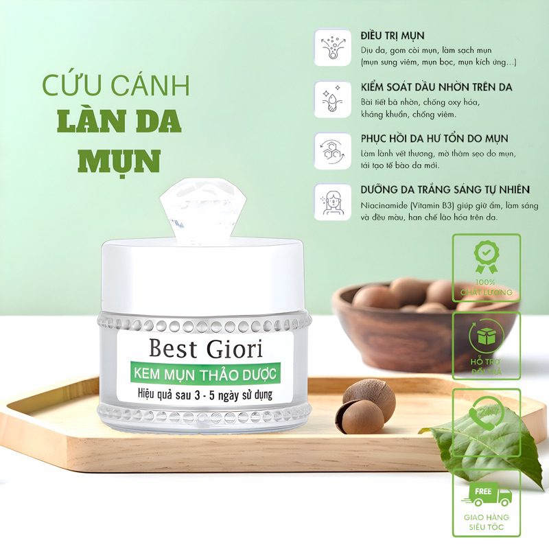 Kem mụn BEST GIORI  mờ thâm dịu da giảm sưng se khít lỗ chân lông 10g