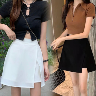 Quần Giả Váy Chữ A xẻ tà tôn dáng cự đỉnh, chất liệu Umi mềm mại 2 màu Trắng Đen