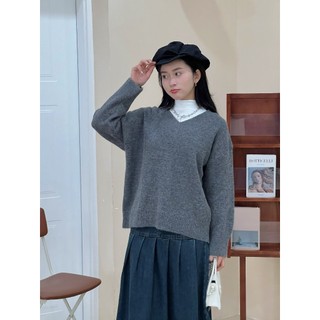 Áo len lông thỏ cổ tim dáng dài- 247store - Aolencotim955_P5K10