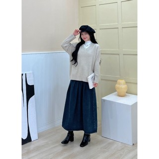 Áo len lông thỏ cổ tim dáng dài- 247store - Aolencotim955_P5K10