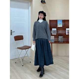 Áo len lông thỏ cổ tim dáng dài- 247store - Aolencotim955_P5K10