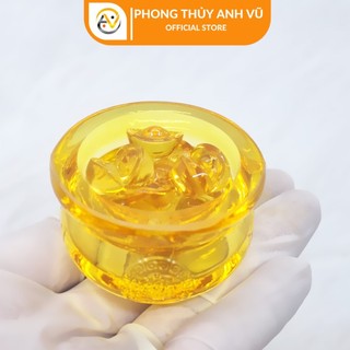 Hũ vàng thần tài đã khai quang - thỏi vàng thần tài - bát tụ bảo lưu ly thu hút tài lộc
