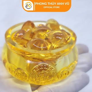 Hũ vàng thần tài đã khai quang - thỏi vàng thần tài - bát tụ bảo lưu ly thu hút tài lộc