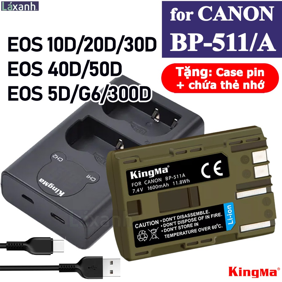 2x 2500mAh BP-511 BP-511A Akku + LCD Ladegerät Für Canon EOS