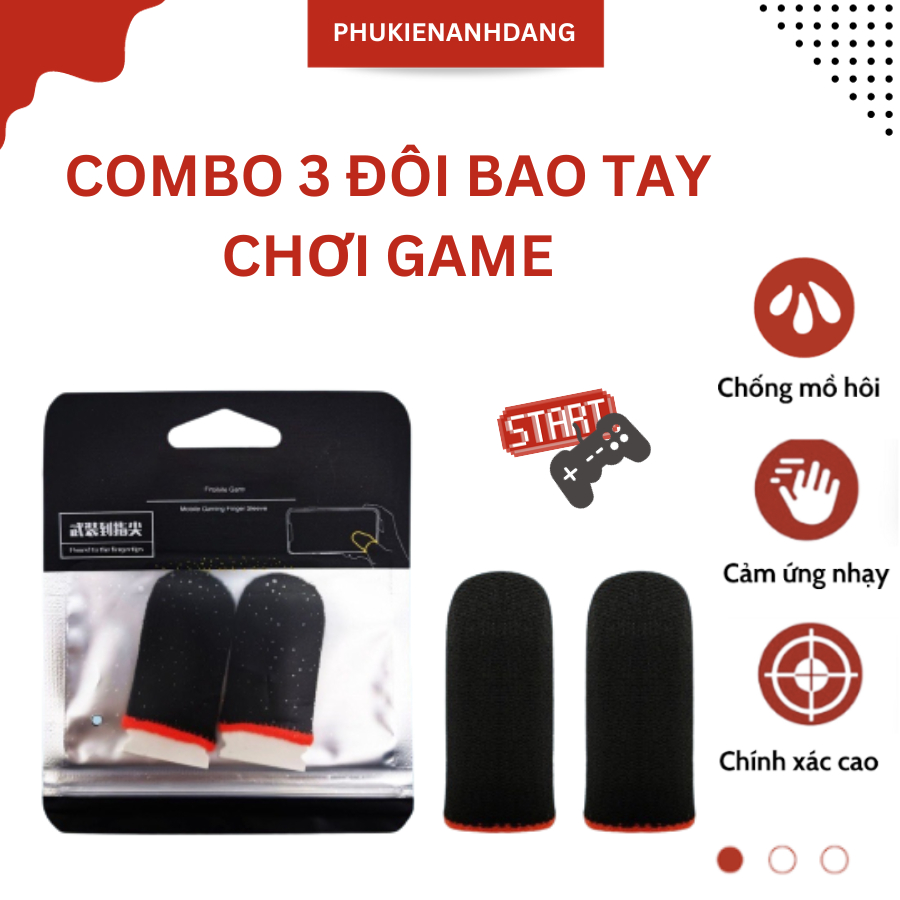 Combo 3 Đôi Bao Tay Chơi Game H3 Găng Tay Chơi Game Chống Mồ Hôi