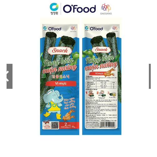 Hộp 6 gói snack rong cuộn nướng giòn 6g O'food