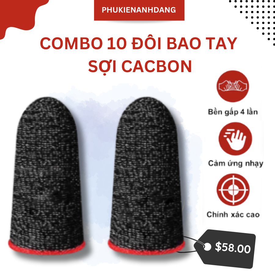 Combo 10 Đôi Bao Tay Chơi Game Chống Mồ Hôi Sợi Carbon Găng Tay Chơi Game Siêu Nhạy