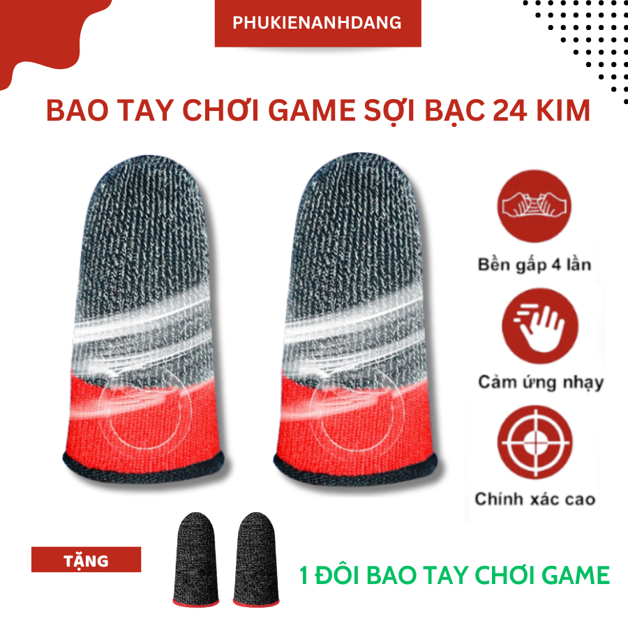 Bao Tay Chơi Game Sợi Bạc 24 Kim Viền Chống Xổ Chỉ Mới, Găng Tay Chống Mồ Hôi Siêu Nhạy