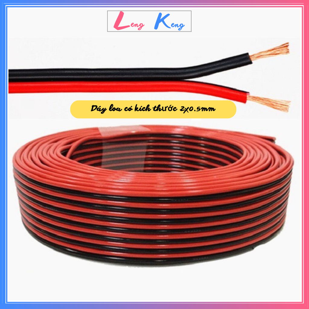 Dây loa loại đỏ đen 2 sợi 0.5mm dùng để nối loa cỡ nhỏ | Dây dẫn điện, dẫn tín hiệu màu đỏ đen | Dây điện